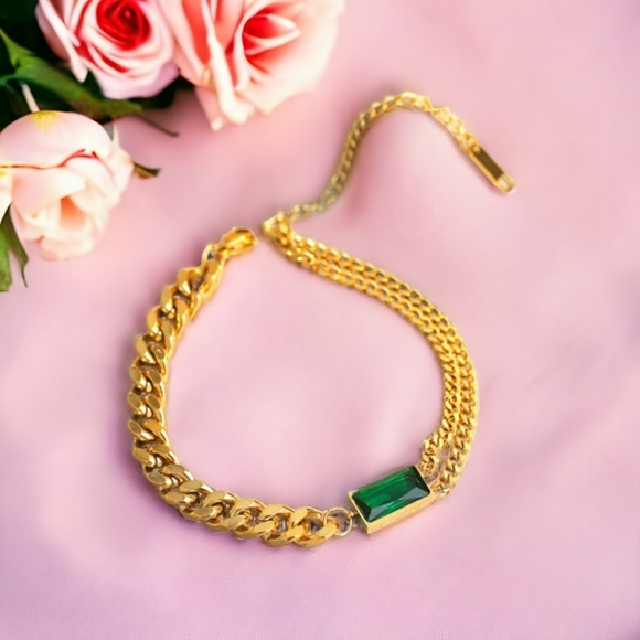 Elegant Upscale Gold Cuban Link Chain Necklace Earring Bracelet Set - Picture 3 of 3